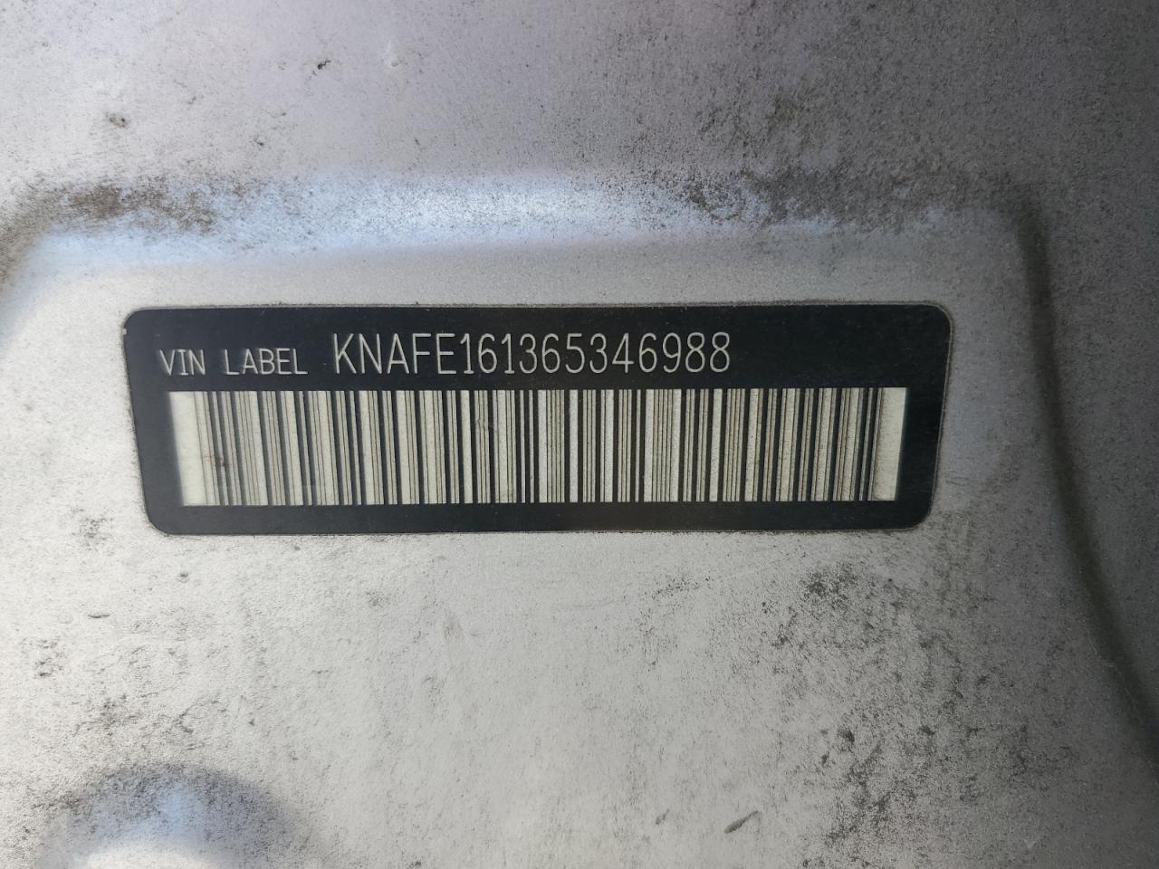 2006 Kia Spectra5 VIN: KNAFE161365346988 Lot: 61743025