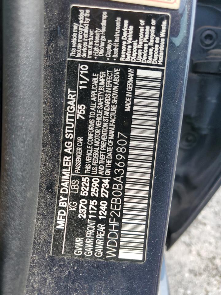 2011 Mercedes-Benz E 350 Bluetec VIN: WDDHF2EB0BA369807 Lot: 63092395