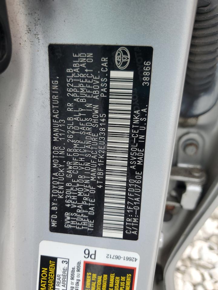 TOYOTA CAMRY 2014 VIN 4T1BF1FK2EU338145 zdjęcie 12