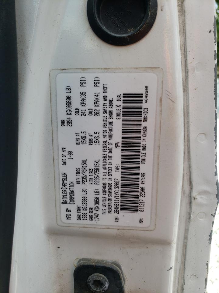 2000 Dodge Ram Van B1500 VIN: 2B4HB11Y1YK132067 Lot: 58911665