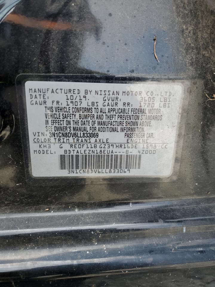 2020 Nissan Versa S VIN: 3N1CN8DV6LL833069 Lot: 62650735