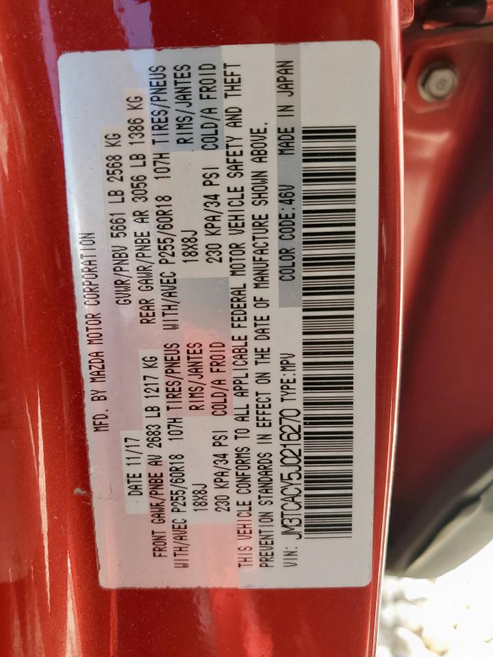 2018 Mazda Cx-9 Touring VIN: JM3TCACY5J0216270 Lot: 60900885