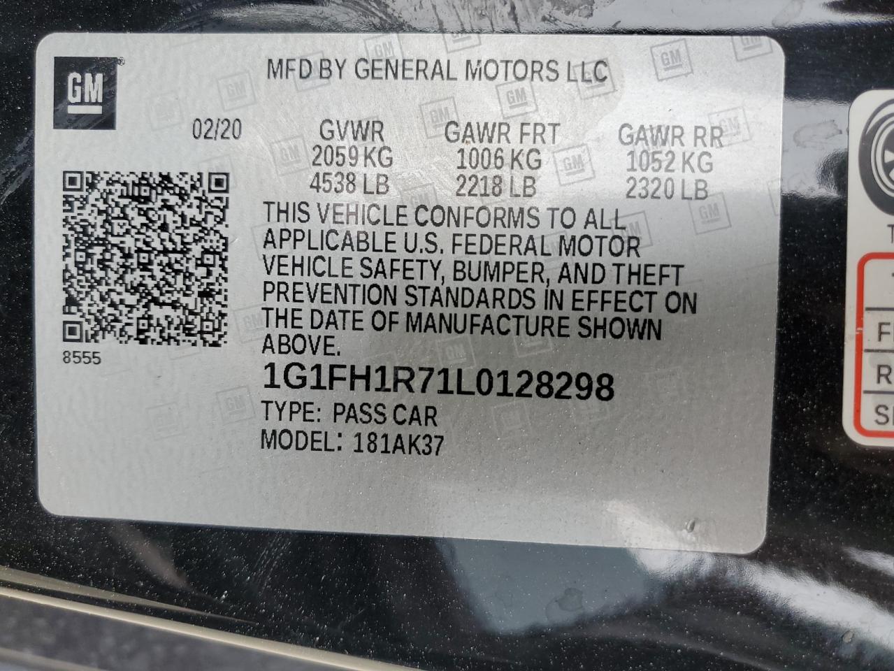 2020 Chevrolet Camaro Ss VIN: 1G1FH1R71L0128298 Lot: 60494625