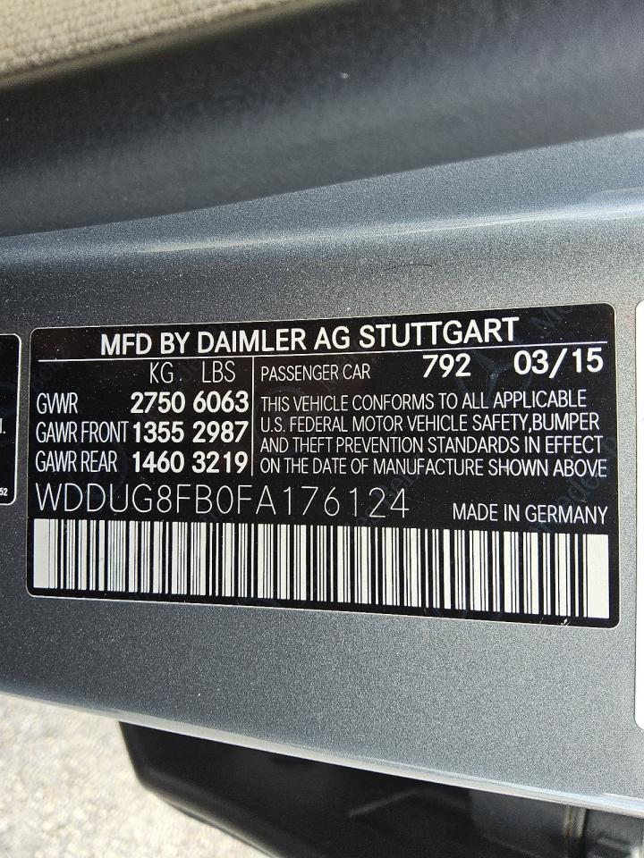 2015 Mercedes-Benz S 550 4Matic VIN: WDDUG8FB0FA176124 Lot: 61177975