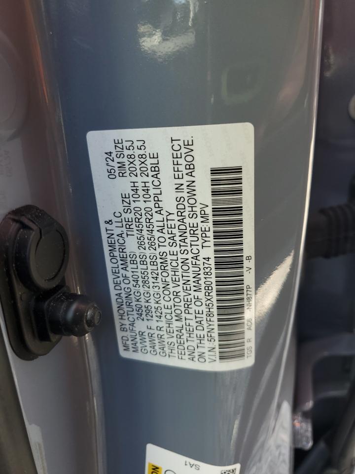 2024 Honda Passport Exl VIN: 5FNYF8H5XRB018374 Lot: 60676545