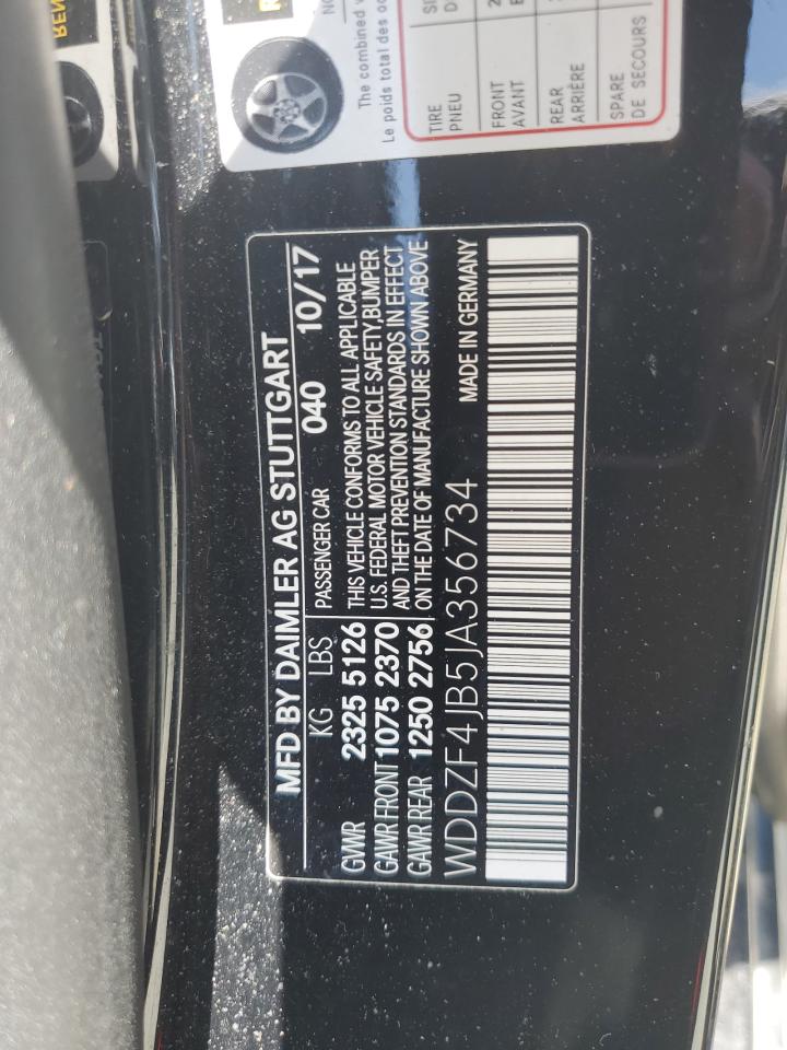 2018 Mercedes-Benz E 300 VIN: WDDZF4JB5JA356734 Lot: 62036305
