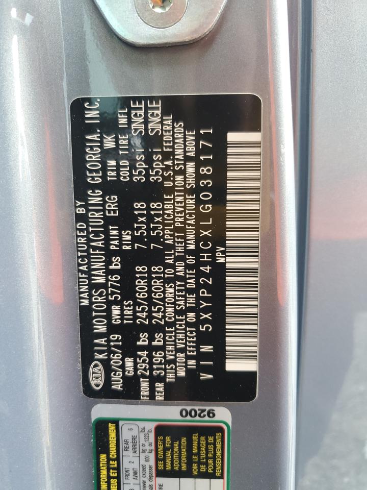 2020 Kia Telluride Lx VIN: 5XYP24HCXLG038171 Lot: 61462245
