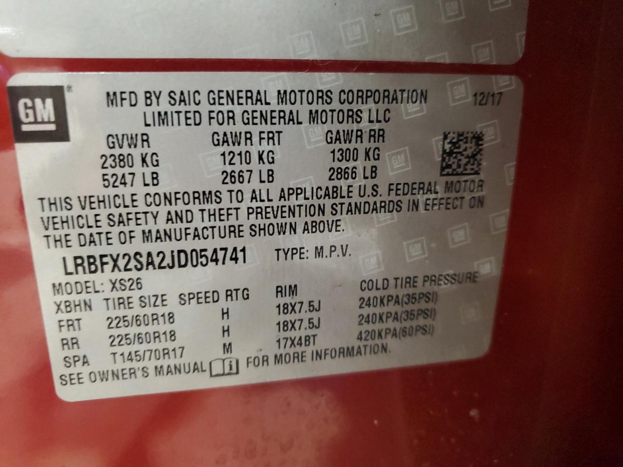 2018 Buick Envision Essence VIN: LRBFX2SA2JD054741 Lot: 60045875