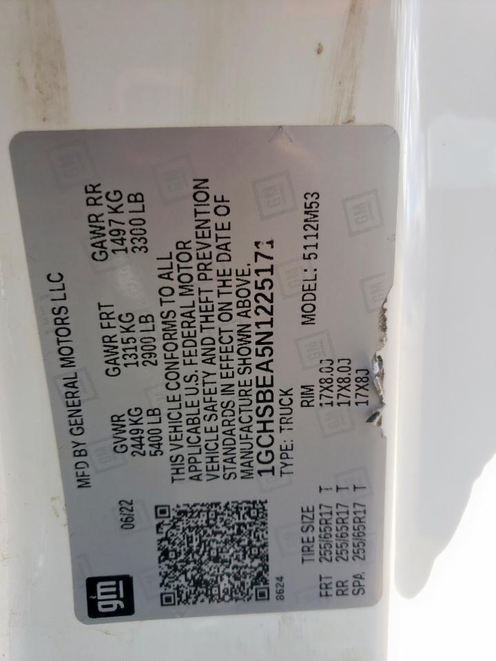 2022 Chevrolet Colorado VIN: 1GCHSBEA5N1225171 Lot: 62585145