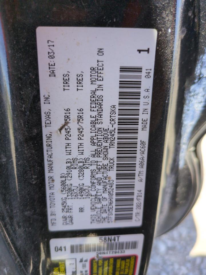 2017 Toyota Tacoma Access Cab VIN: 5TFSX5EN6HX052483 Lot: 58801685