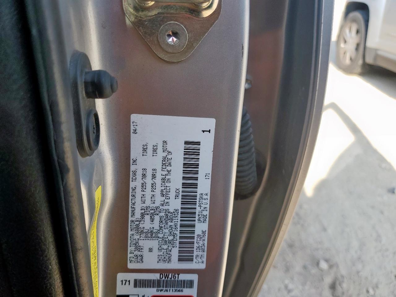 2017 Toyota Tundra Crewmax Sr5 VIN: 5TFEM5F16HX119326 Lot: 60162765