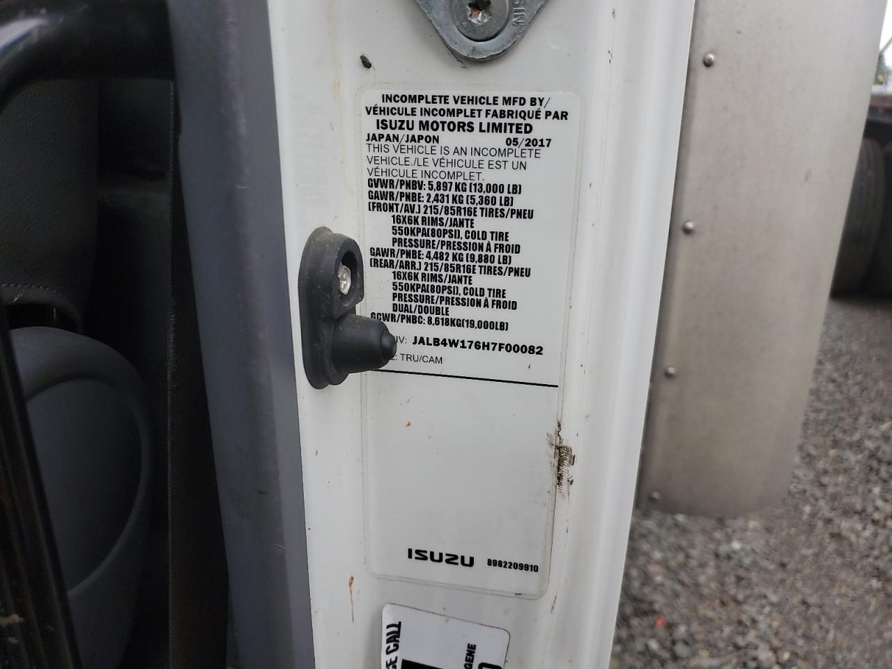 2017 Isuzu Npr VIN: JALB4W176H7F00082 Lot: 53965445