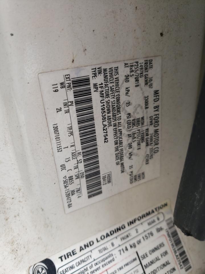 2008 Ford Expedition Limited VIN: 1FMFU19538LA27542 Lot: 59363655