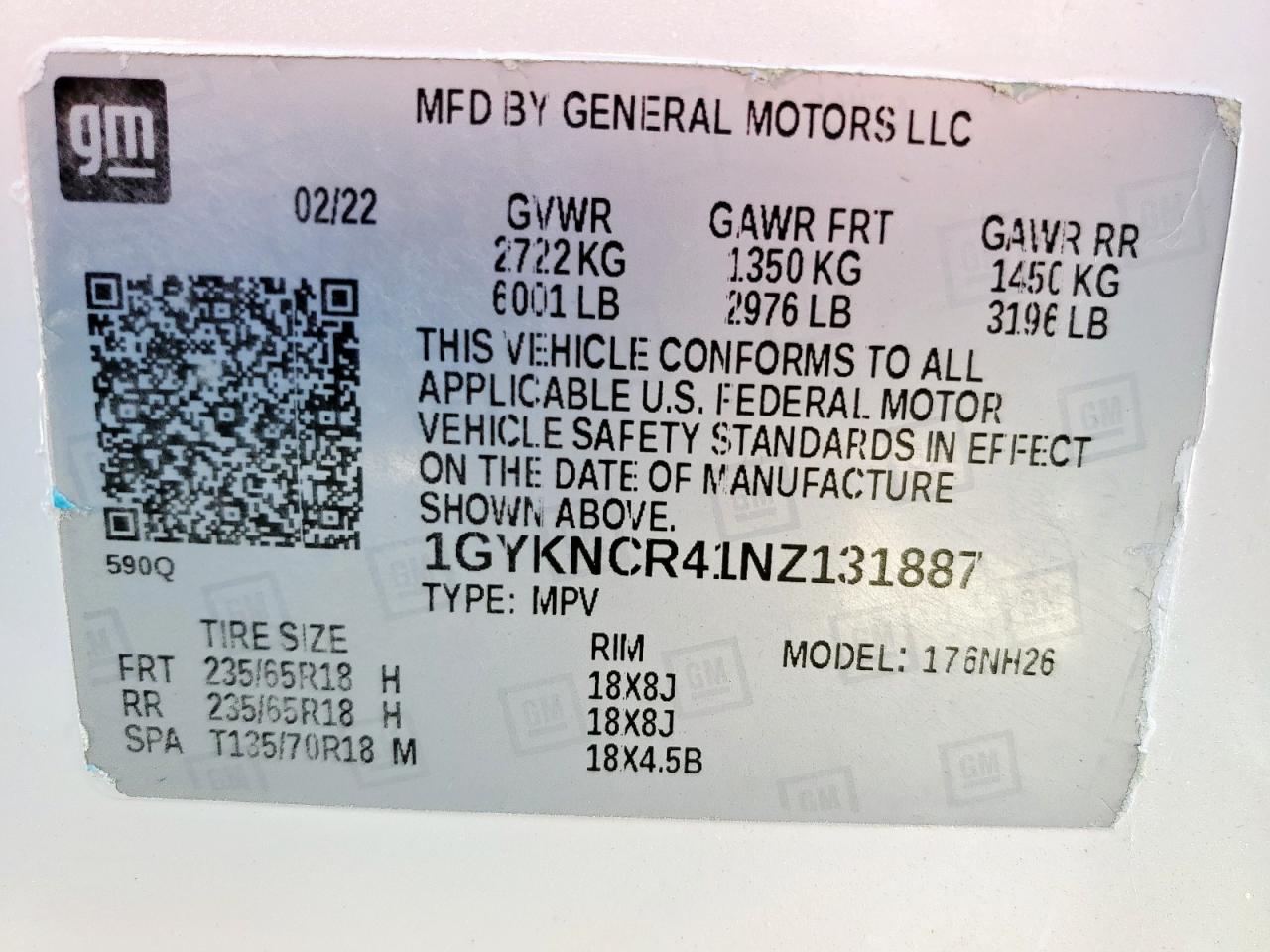 2022 Cadillac Xt5 Premium Luxury VIN: 1GYKNCR41NZ131887 Lot: 63090645