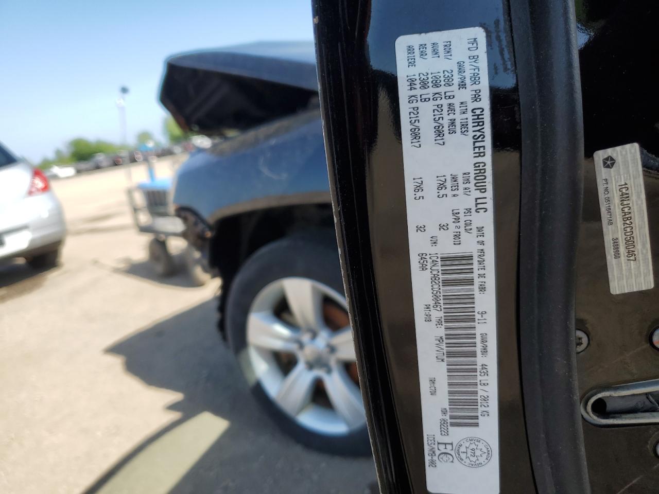 2012 Jeep Compass VIN: 1C4NJCAB2CD500467 Lot: 62087545