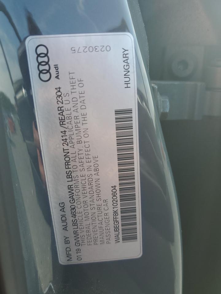 2019 Audi A3 Premium VIN: WAUBEGFF8K1020604 Lot: 63024645