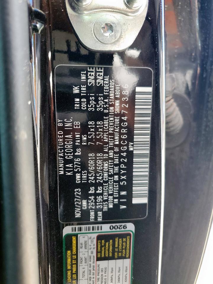 2024 Kia Telluride Lx VIN: 5XYP24GC6RG472386 Lot: 62292345