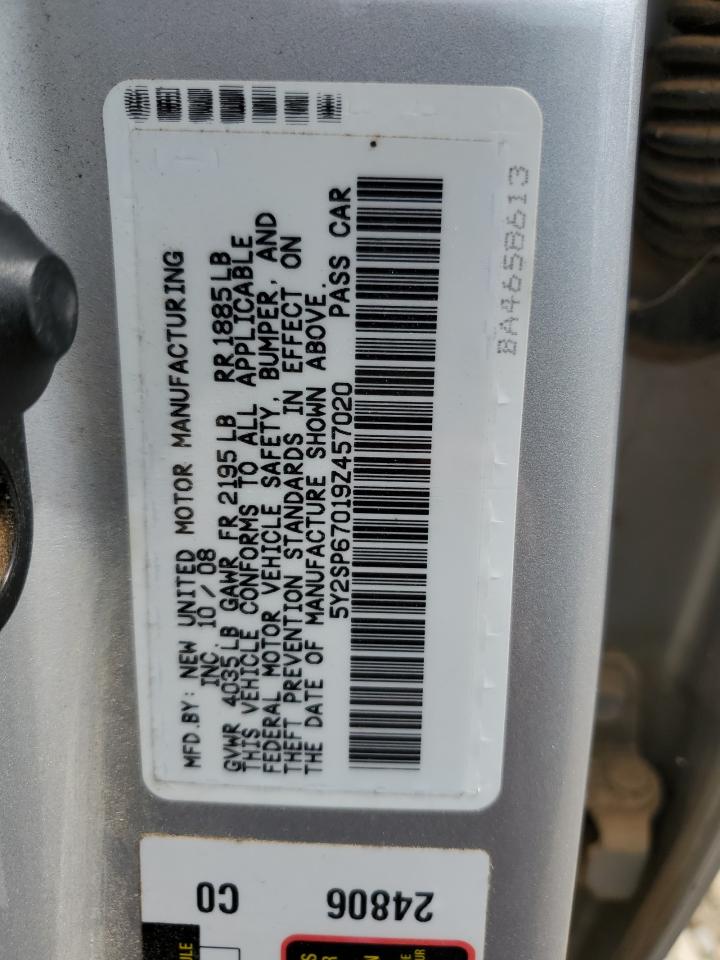 2009 Pontiac Vibe VIN: 5Y2SP67019Z457020 Lot: 61559225