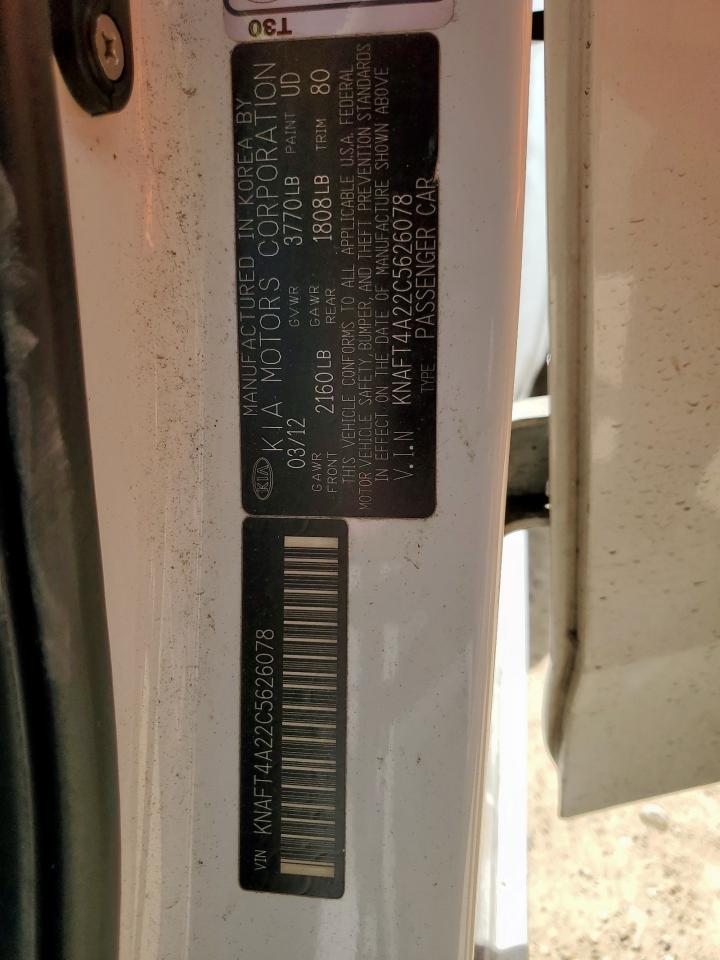 2012 Kia Forte Lx VIN: KNAFT4A22C5626078 Lot: 61368675