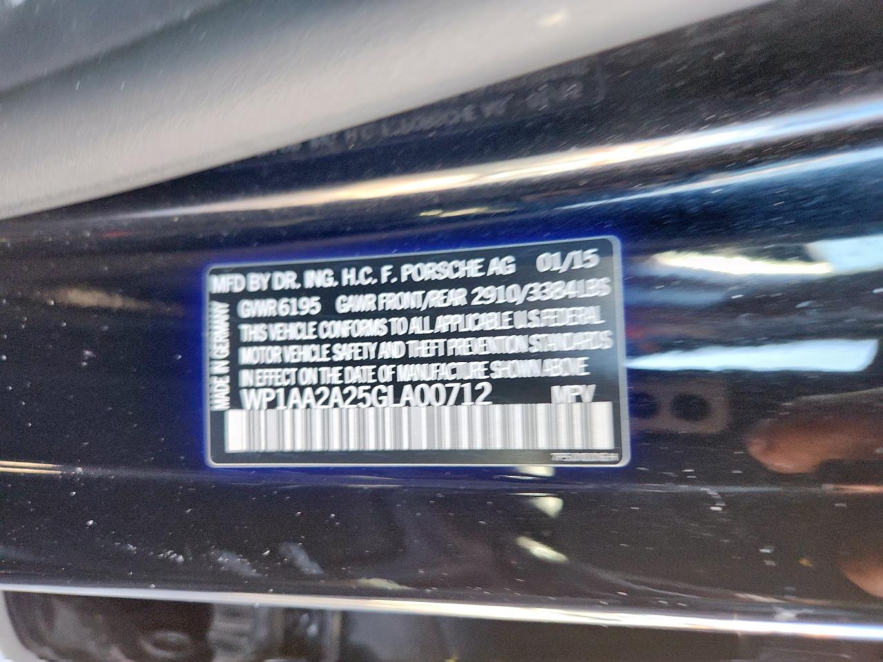 2016 Porsche Cayenne VIN: WP1AA2A25GLA00712 Lot: 61840595
