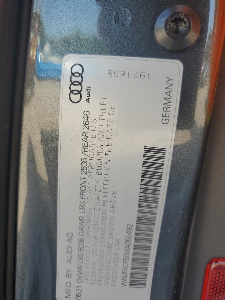 2021 Audi A5 Premium Plus 45 VIN: WAUFACF50MA055492 Lot: 61849125
