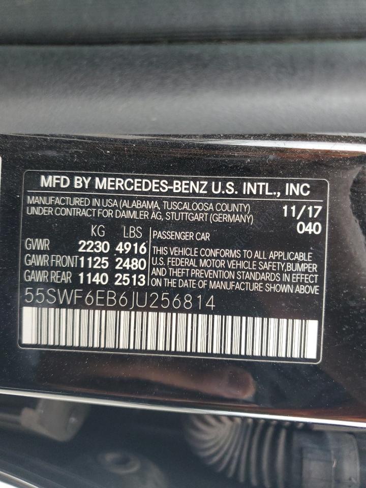 2018 Mercedes-Benz C 43 4Matic Amg VIN: 55SWF6EB6JU256814 Lot: 58411235