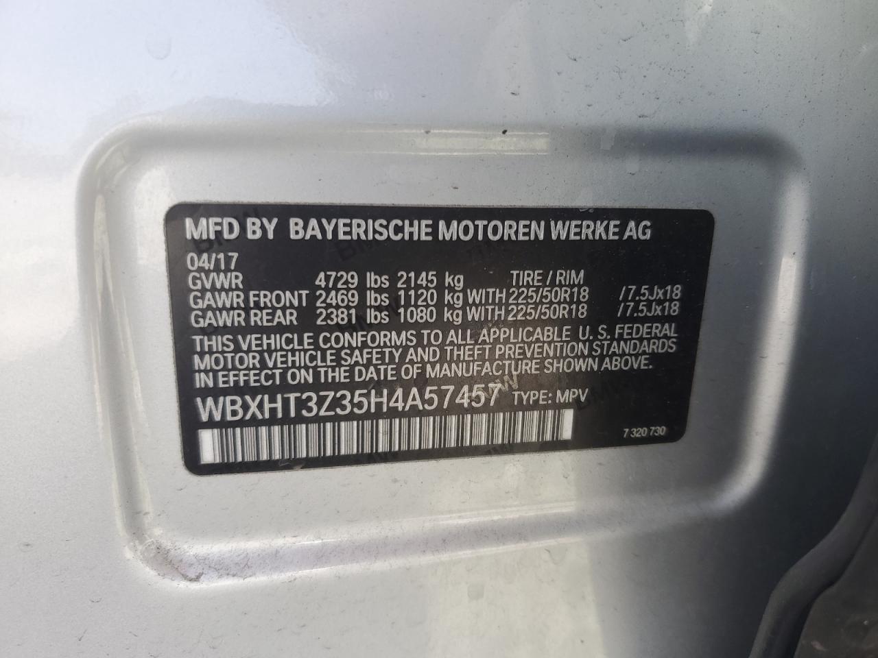 2017 BMW X1 xDrive28I VIN: WBXHT3Z35H4A57457 Lot: 60068445