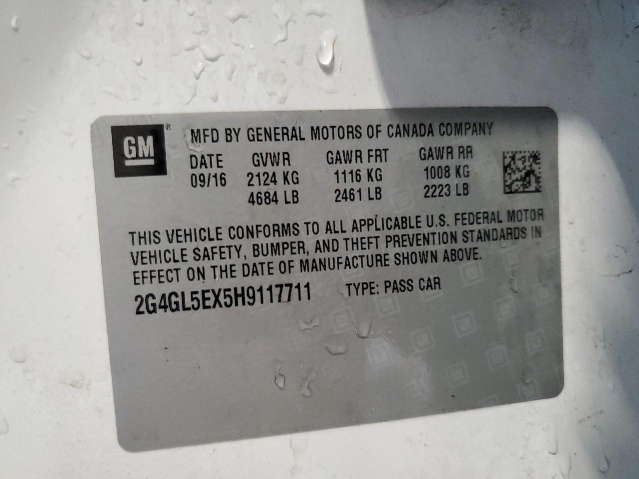 2017 Buick Regal Sport Touring VIN: 2G4GL5EX5H9117711 Lot: 60671575
