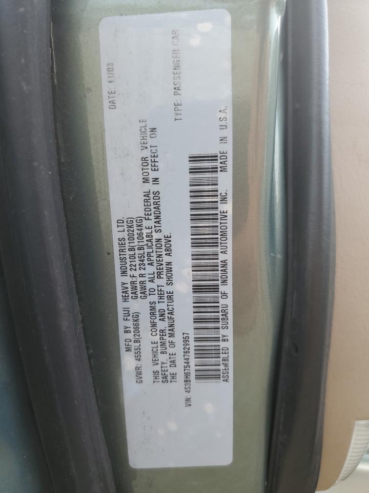 2004 Subaru Legacy Outback Awp VIN: 4S3BH675447629957 Lot: 62919465