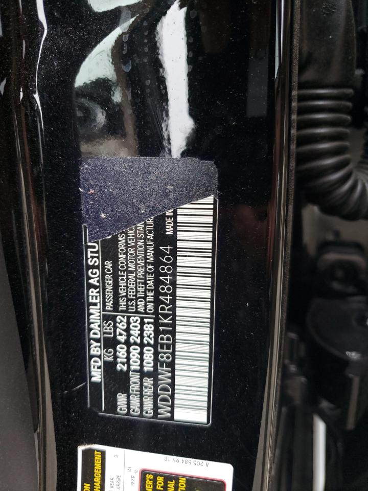 2019 Mercedes-Benz C 300 4Matic VIN: WDDWF8EB1KR484864 Lot: 61727795