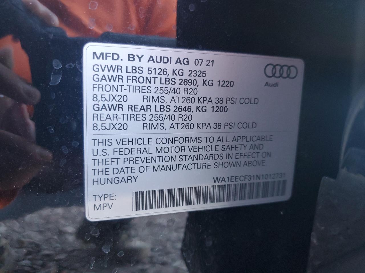 2022 Audi Q3 Premium Plus S Line 45 VIN: WA1EECF31N1012731 Lot: 62128615