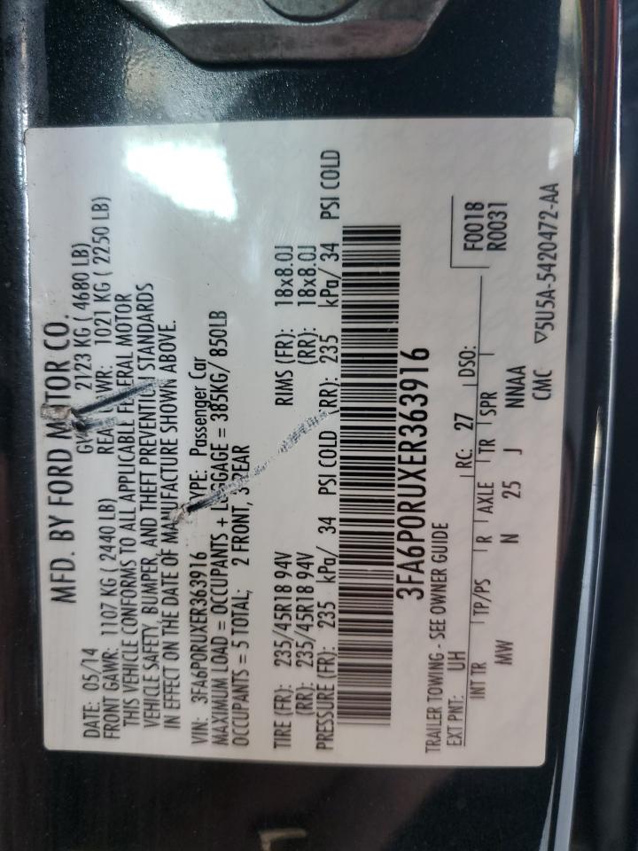 2014 Ford Fusion Titanium Hev VIN: 3FA6P0RUXER363916 Lot: 62224315
