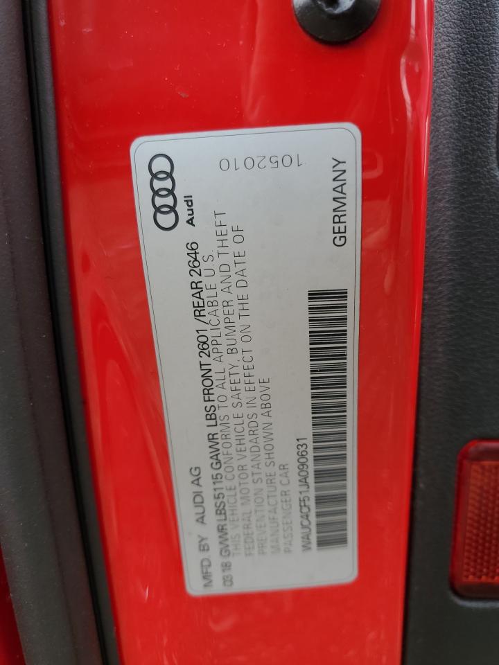 2018 Audi S5 Prestige VIN: WAUC4CF51JA090631 Lot: 60728225