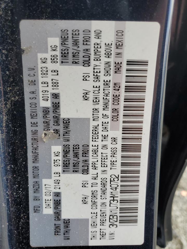 2017 Mazda 3 Sport VIN: 3MZBN1U73HM140752 Lot: 61103475