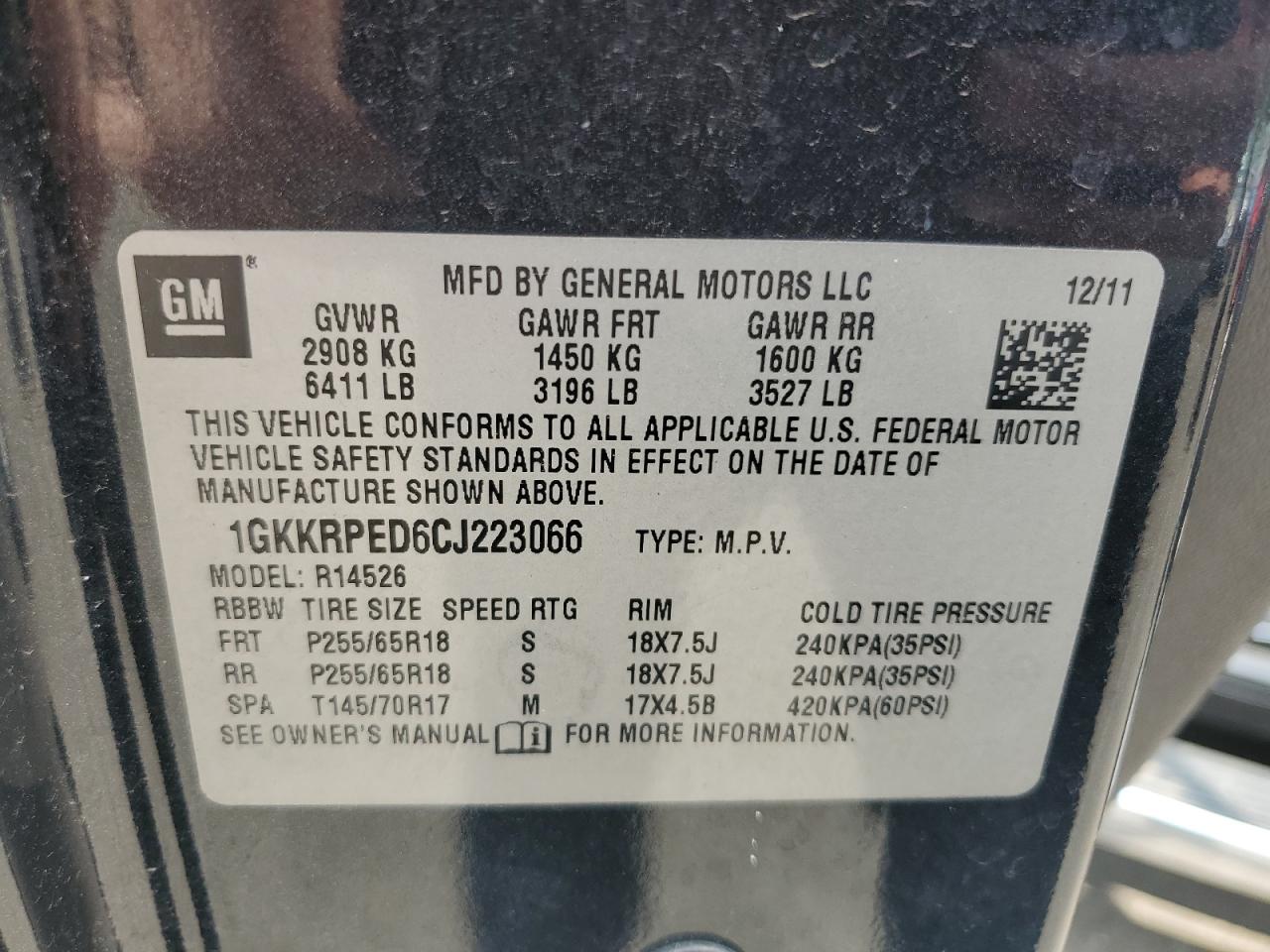 GMC ACADIA 2012 VIN 1GKKRPED6CJ223066 photo 13