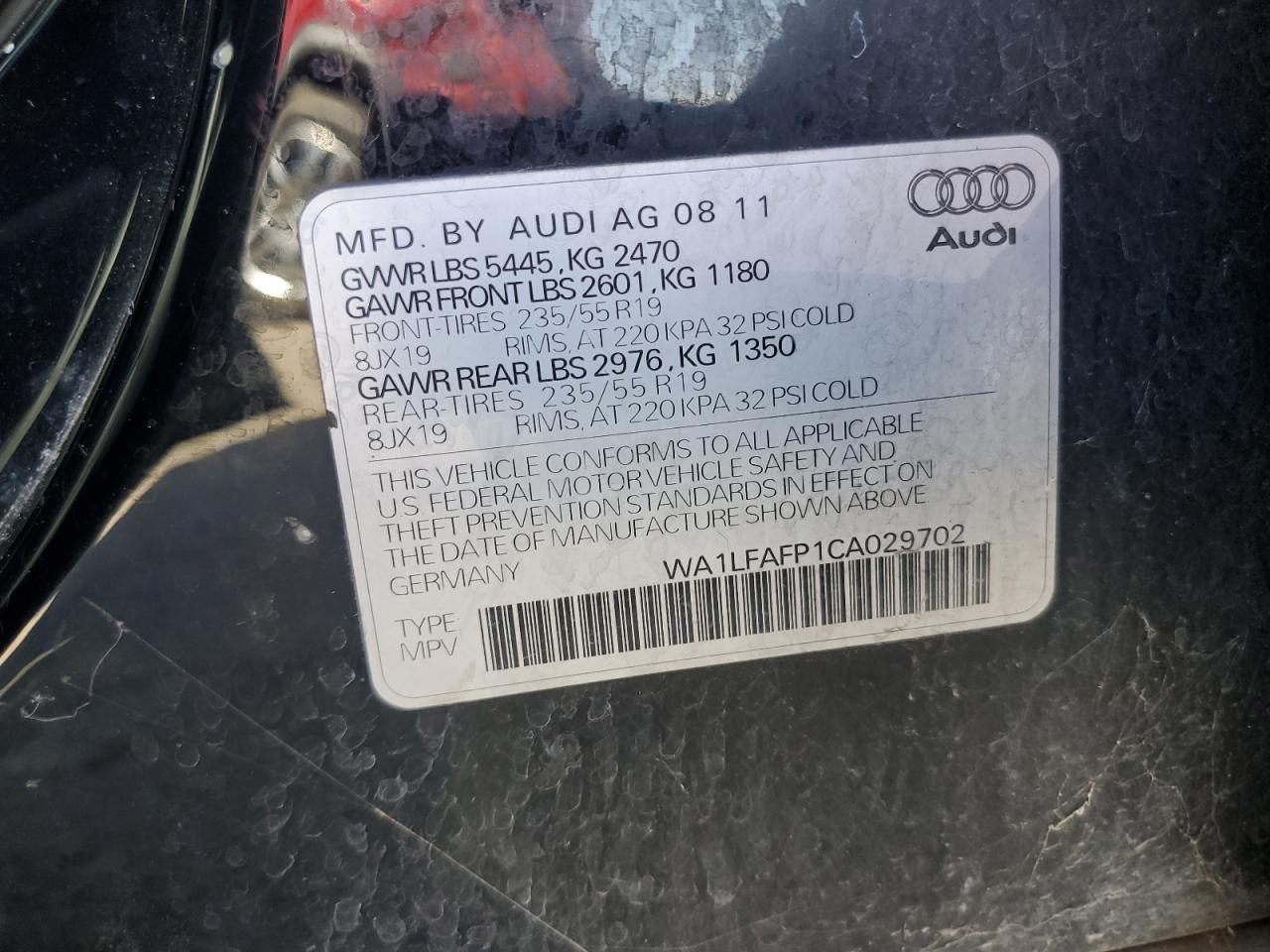 2012 Audi Q5 Premium Plus VIN: WA1LFAFP1CA029702 Lot: 62211515