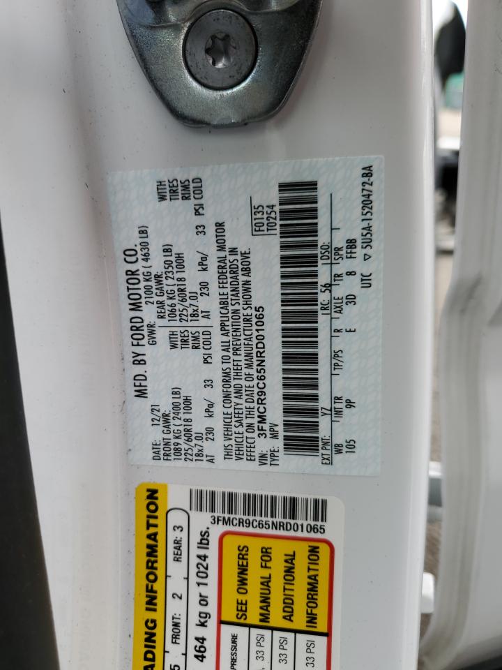 2022 Ford Bronco Sport Outer Banks VIN: 3FMCR9C65NRD01065 Lot: 62020905