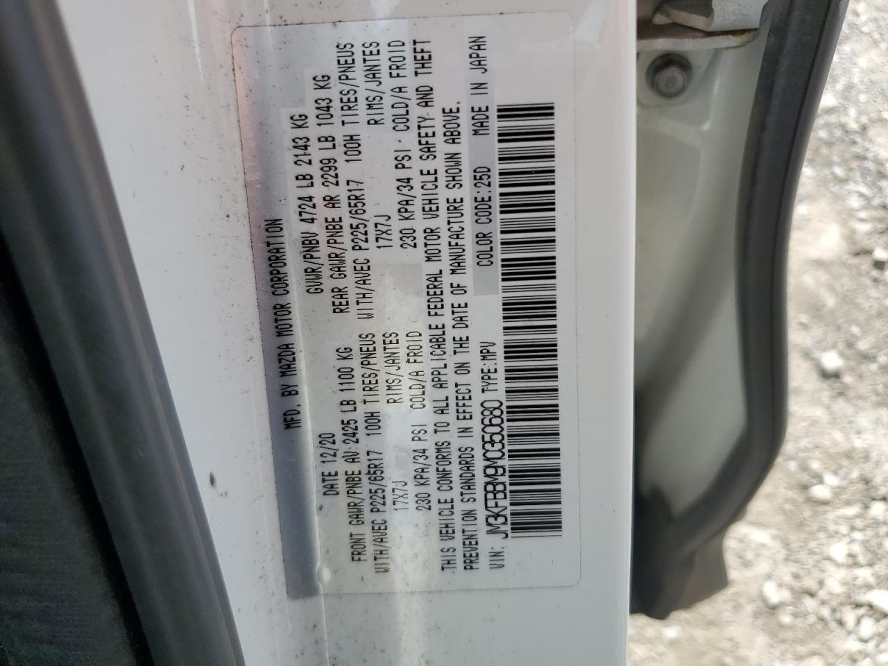 2021 Mazda Cx-5 Sport VIN: JM3KFBBM9M0350680 Lot: 62806695