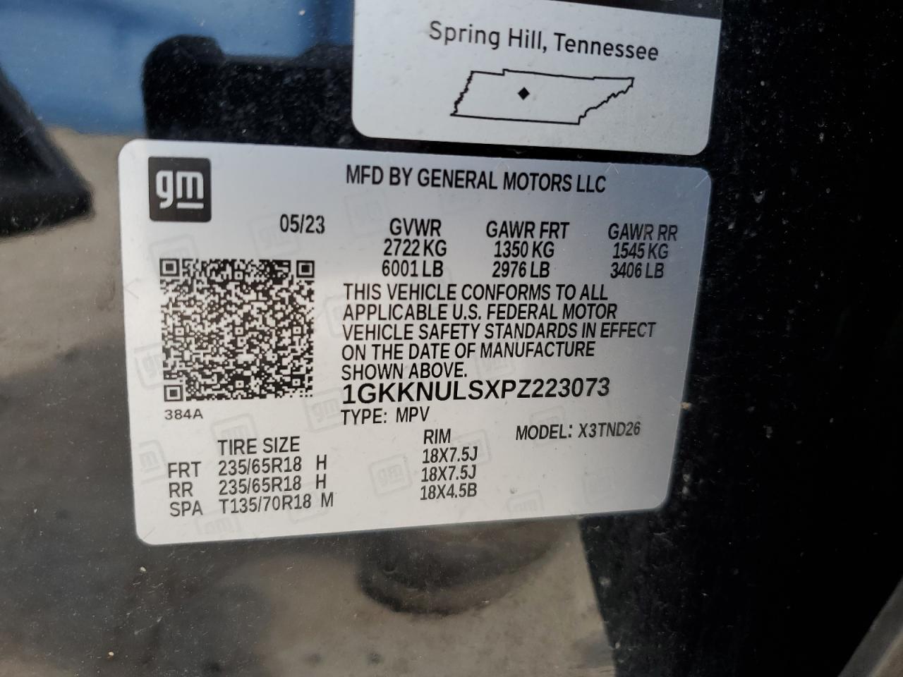 2023 GMC Acadia Slt VIN: 1GKKNULSXPZ223073 Lot: 61460045