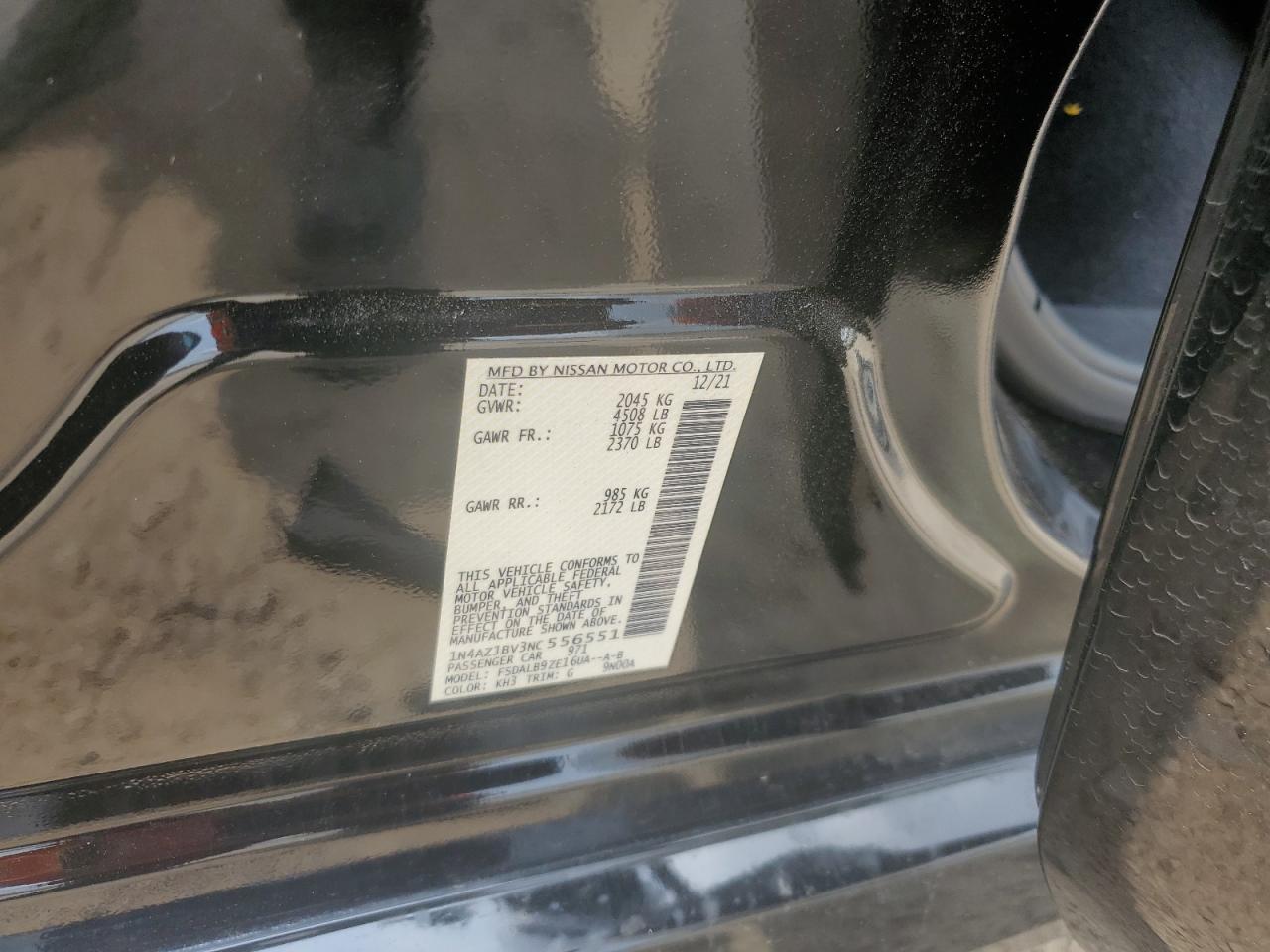 2022 Nissan Leaf S VIN: 1N4AZ1BV3NC556551 Lot: 59537415