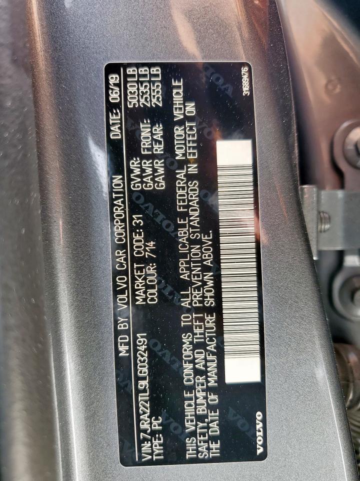 2020 Volvo S60 T6 Inscription VIN: 7JRA22TL9LG032491 Lot: 62069735