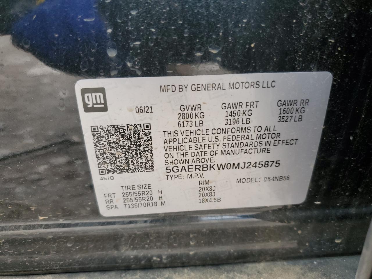 2021 Buick Enclave Essence VIN: 5GAERBKW0MJ245875 Lot: 60936545