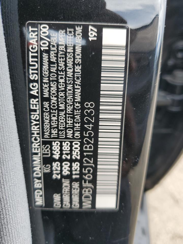 2001 Mercedes-Benz E 320 VIN: WDBJF65J21B254238 Lot: 62683325