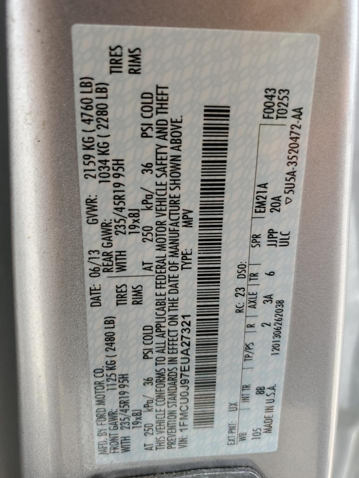 2014 Ford Escape Titanium VIN: 1FMCU0J97EUA27321 Lot: 62847445