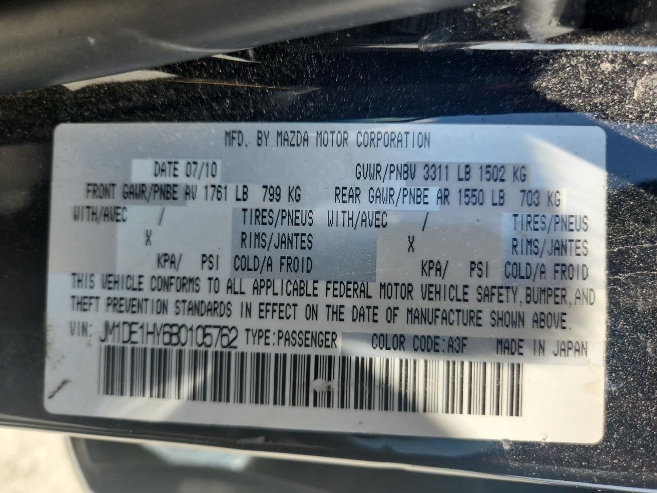 2011 Mazda Mazda2 VIN: JM1DE1HY6B0105762 Lot: 61580035