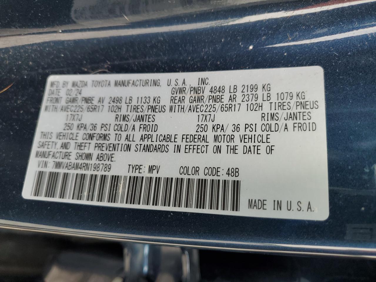 2024 Mazda Cx-50 Select VIN: 7MMVABAM4RN198789 Lot: 59836325