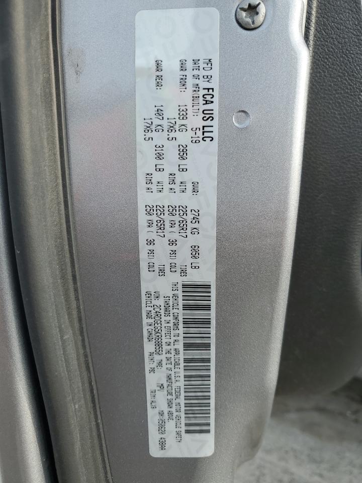 2019 Dodge Grand Caravan Gt VIN: 2C4RDGEG5KR688550 Lot: 60484435