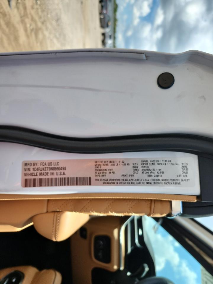 2022 Jeep Grand Cherokee L Summit VIN: 1C4RJKET9N8590498 Lot: 62170745