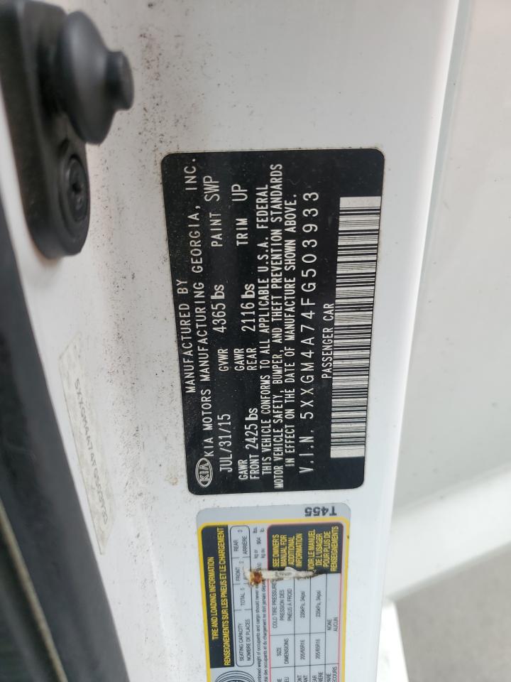 2015 Kia Optima Lx VIN: 5XXGM4A74FG503933 Lot: 63073965