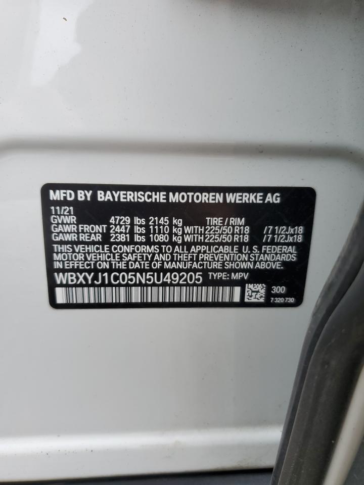 2022 BMW X2 xDrive28I VIN: WBXYJ1C05N5U49205 Lot: 60737195